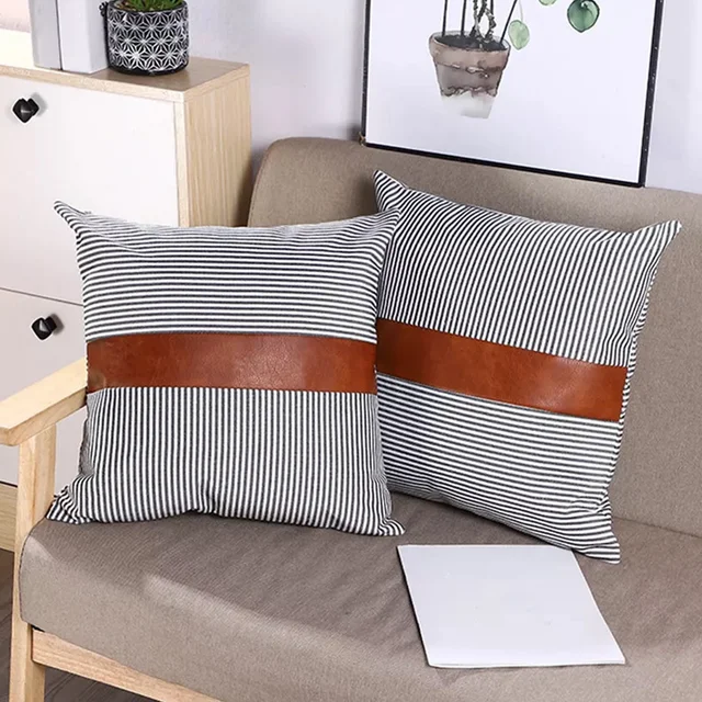 Leather & Cotton Pillow Covers – 20x20 Inch (2-Pack) | Styleva