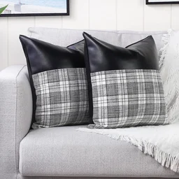 Leather & Cotton Pillow Covers – 23x22 Inch Set of 2 | Styleva