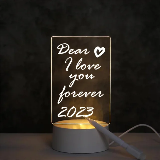 LED Acrylic Message Board Night Lamp – USB Powered Decorative Light