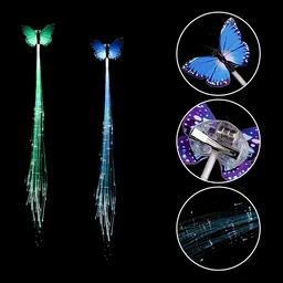 LED Butterfly Hair Braid Clip – Light-Up Party Accessory