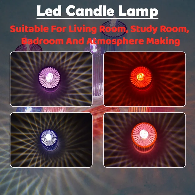 LED Crystal Candle – Glitter Swirling Multicolor Decor | Styleva