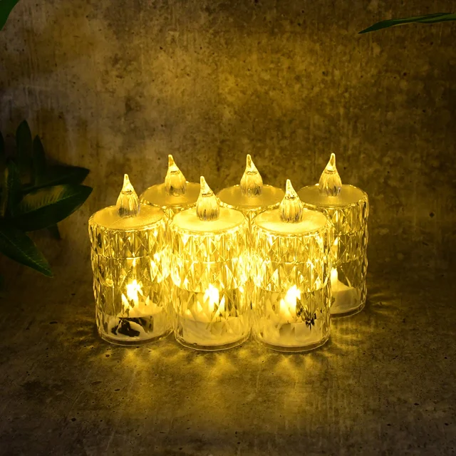 LED Crystal Flameless Candle Set – Elegant 6-Piece Décor