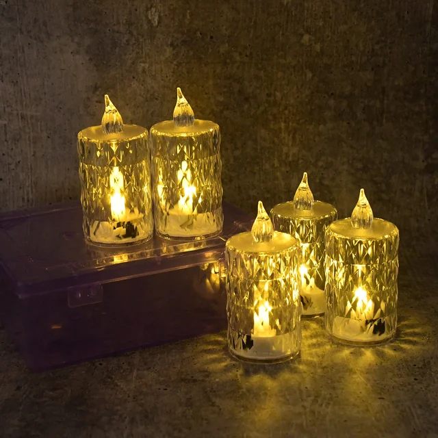 LED Crystal Flameless Candle Set – Elegant 6-Piece Décor