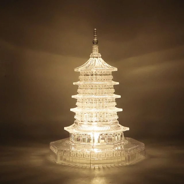 LED Crystal Pagoda Light – Elegant Battery Operated Decor