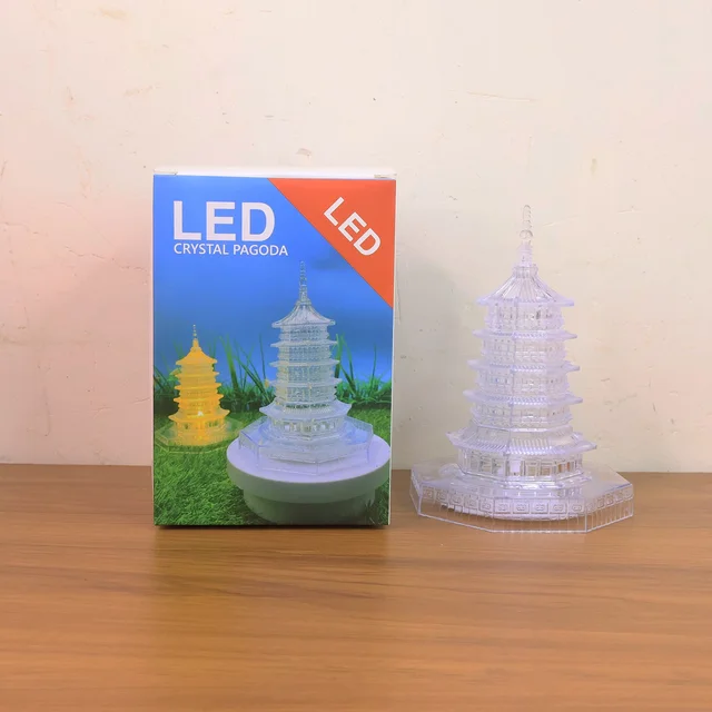 LED Crystal Pagoda Light – Elegant Battery Operated Decor