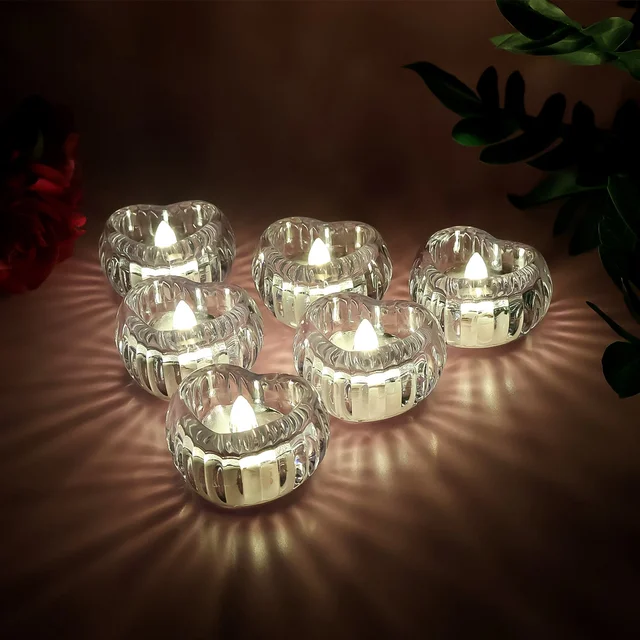 LED Crystal Tealight Candles – Elegant Flameless Warm Glow (6 Pc)