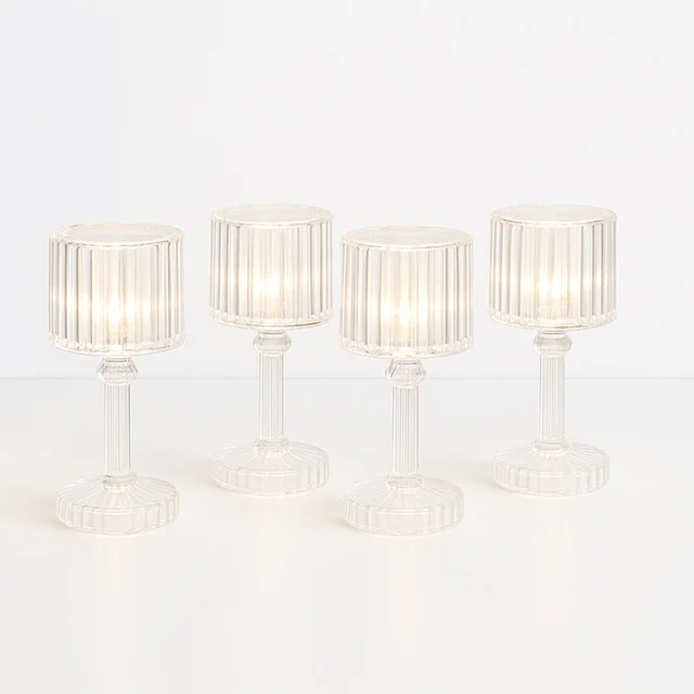 LED Crystal-Effect Table Lamps – Set of 4 Elegant Mini Lights