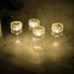 LED Crystal-Effect Table Lamps – Set of 4 Elegant Mini Lights