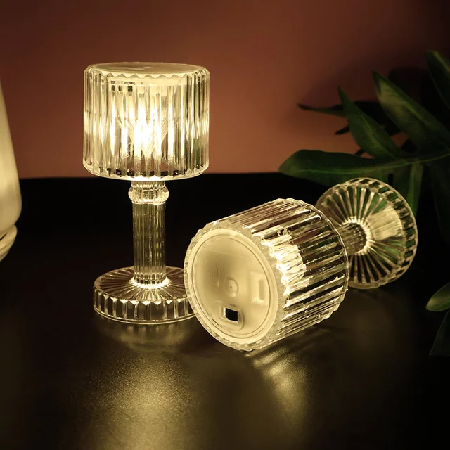 LED Crystal-Effect Table Lamps – Set of 6 Elegant Mini Lamps