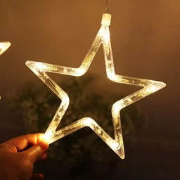 LED Curtain Lights – 12 Star Warm White for Home & Diwali | Giftoiza