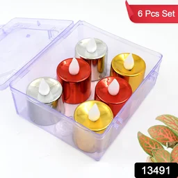 LED Diya Candles – Flameless Tea Light Set (6 Pcs) | Indo Glow