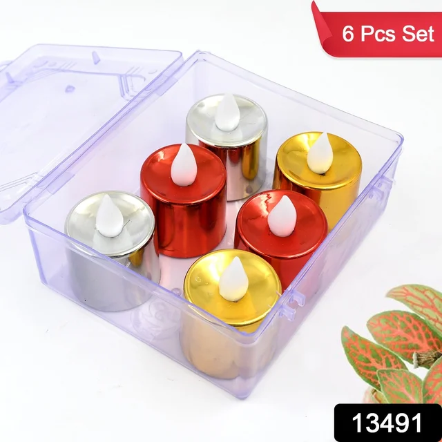 LED Diya Candles – Flameless Tea Light Set (6 Pcs) | Indo Glow