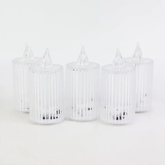 LED Flameless Candle Lights – Premium Crystal Effect Set of 5