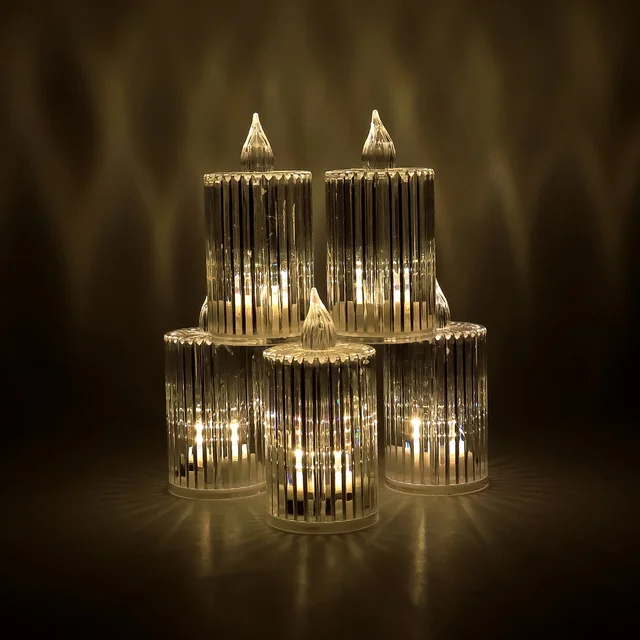 LED Flameless Candle Lights – Premium Crystal Effect Set of 5