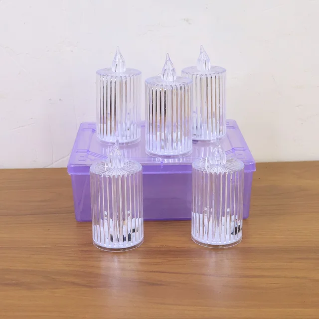 LED Flameless Candle Lights – Premium Crystal Effect Set of 5