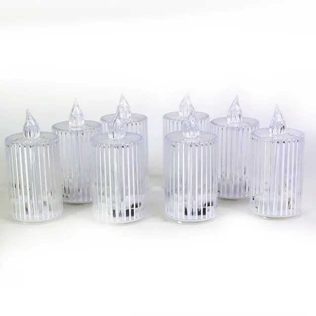 LED Flameless Candle Lights – Premium Crystal Effect, Set of 8