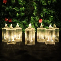 LED Flameless Candle Lights – Premium Crystal Effect, Set of 8