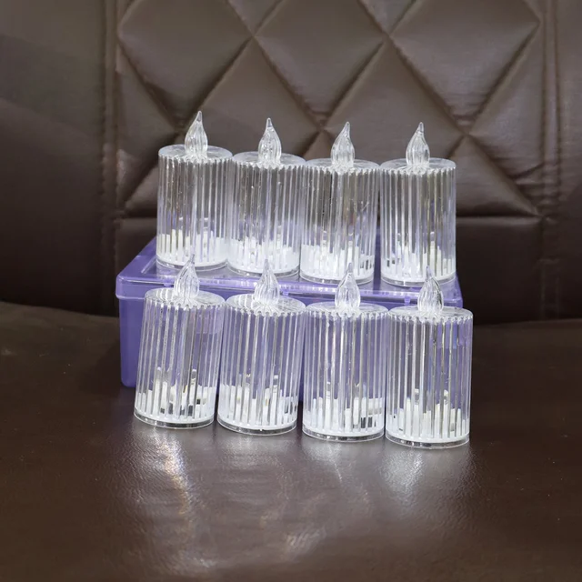LED Flameless Candle Lights – Premium Crystal Effect, Set of 8