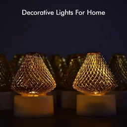 LED Flameless Candle Lights – Set of 12 with Golden Net Cover