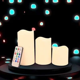LED Flameless Candle Set – 3-Piece with Remote Control & Multicolor Light