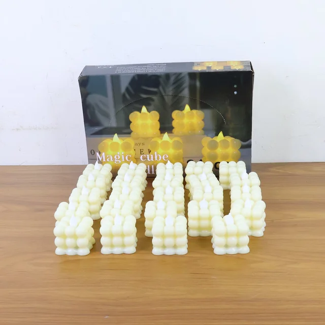 LED Flameless Cube Candles – Set of 24 Decorative Lights
