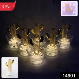 LED Flameless Decorative Candles – Cactus Design, Warm White Glow