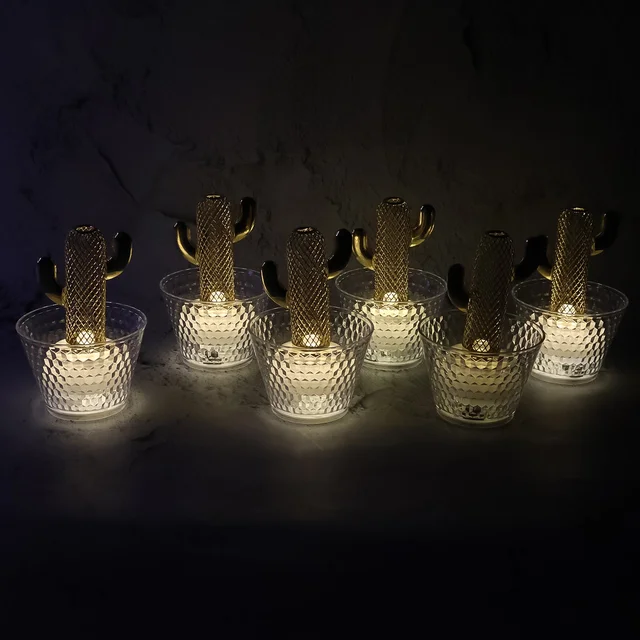 LED Flameless Decorative Candles – Cactus Design, Warm White Glow