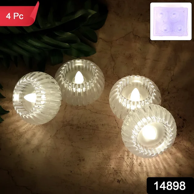 LED Flameless Decorative Candles – Set of 4 Crystal-Style Tealights