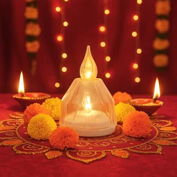 LED Flameless Decorative Diyas – Set of 8 Crystal-Style Lights