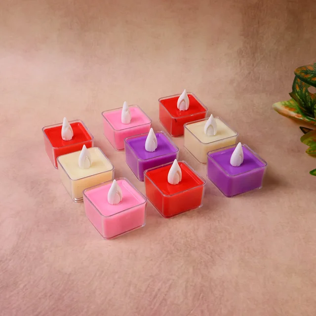 LED Flameless Tealight Candles – Vibrant Multicolor Set (9 Pc)