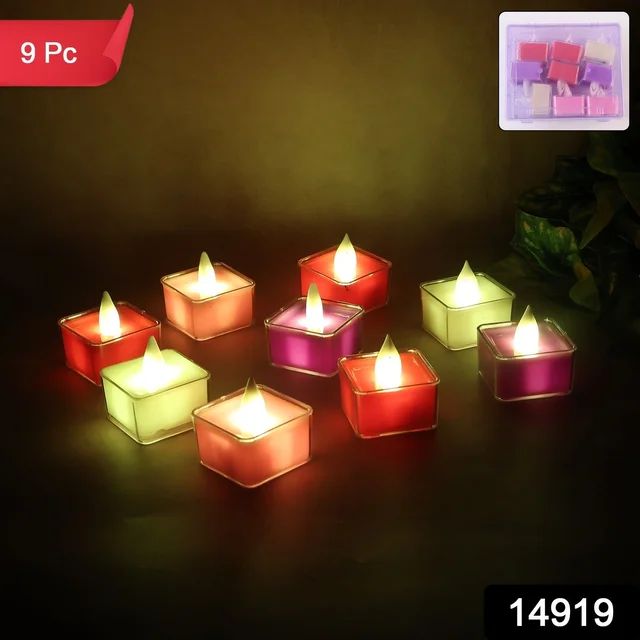 LED Flameless Tealight Candles – Vibrant Multicolor Set (9 Pc)