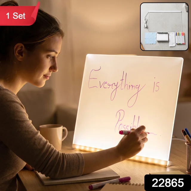 LED Illuminated Drawing Writing Board with 7 Color Markers (1 Set)