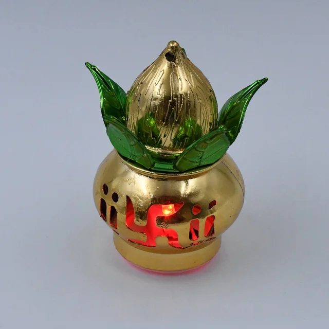 LED Kalash – Gold Plated, Multicolor Light for Pooja | Styleva