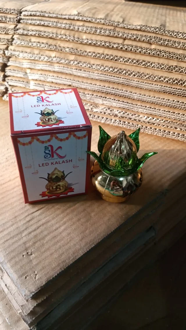 LED Kalash – Gold Plated, Multicolor Light for Pooja | Styleva