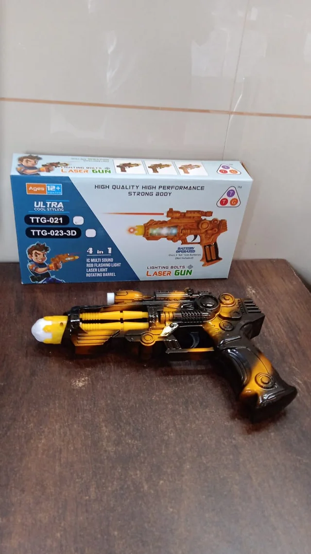LED Laser Gun Toy – Battery Operated Space Blaster with Lights & Sound