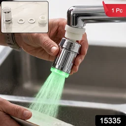 LED Light Dual Flow Faucet Tap Adapter with Splash Filter Aerator for Kitchen Sink (1 Pc)