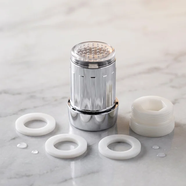 LED Light Dual Flow Faucet Tap Adapter with Splash Filter Aerator for Kitchen Sink (1 Pc)