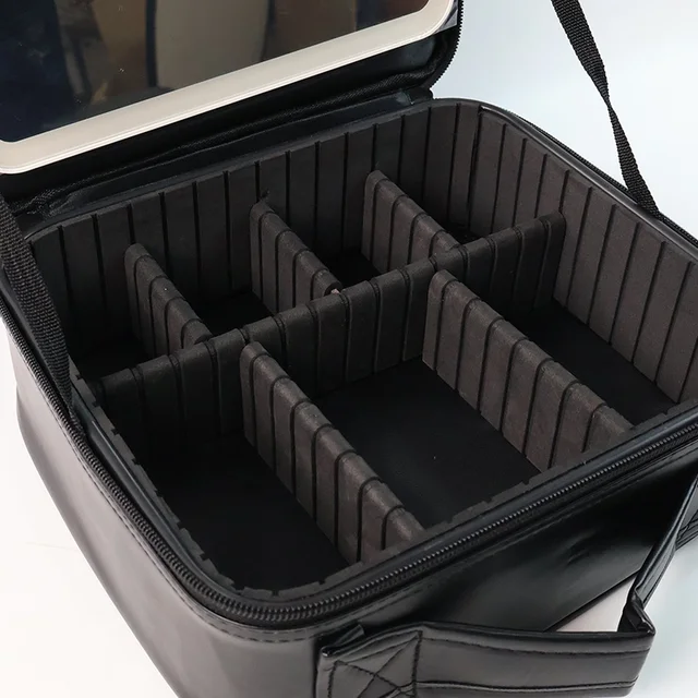 LED Light Makeup Organizer Box – Portable Cosmetic Storage with Mirror