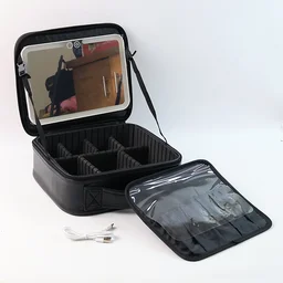 LED Light Makeup Organizer Box – Portable Cosmetic Storage with Mirror