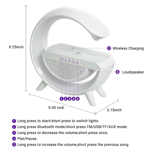 LED Night Lamp with Bluetooth Speaker – Wireless Charging | Indo Glow