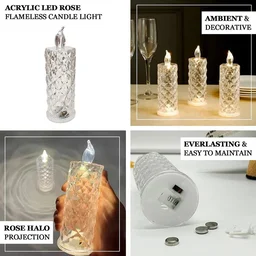 LED Rose Candle – Flameless Acrylic Decorative Lights | Giftoiza