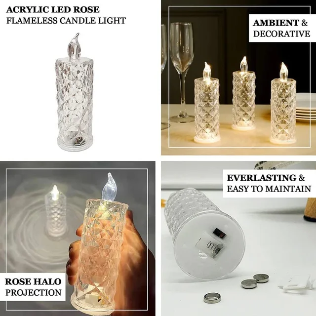 LED Rose Candle – Flameless Acrylic Decorative Lights | Giftoiza