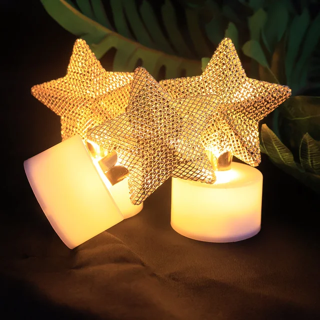 LED Star Candles – Set of 12 Flameless Decorative Tealights
