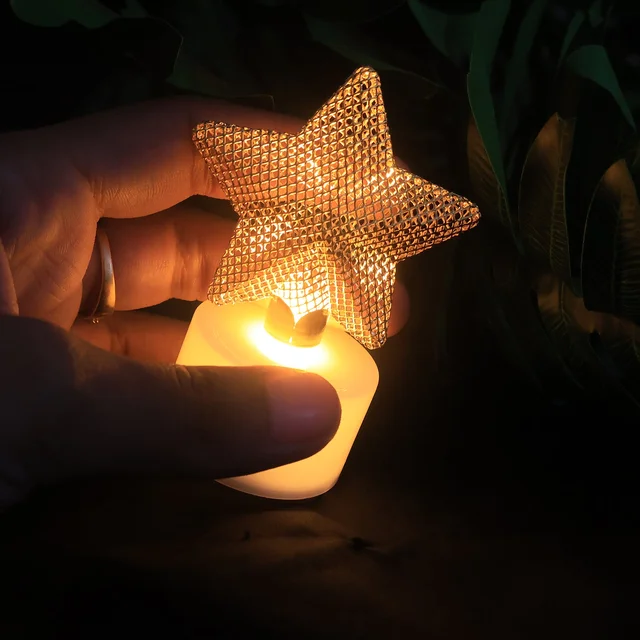 LED Star Candles – Set of 12 Flameless Decorative Tealights