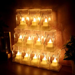 LED Storm Lantern Decorative Lights – Set of 12 Battery-Operated Flameless Lanterns