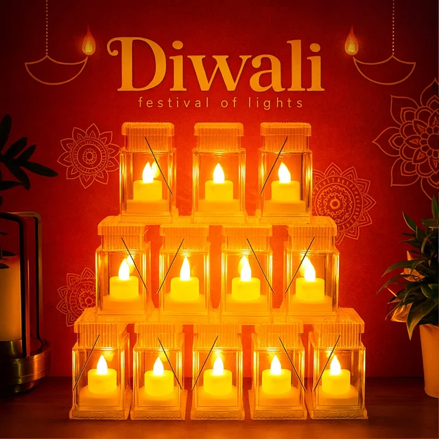 LED Storm Lantern Decorative Lights – Set of 12 Battery-Operated Flameless Lanterns