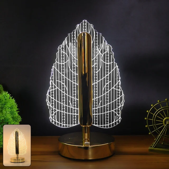 LED Table Lamp – Elegant Leaf Design with USB Rechargeable Base