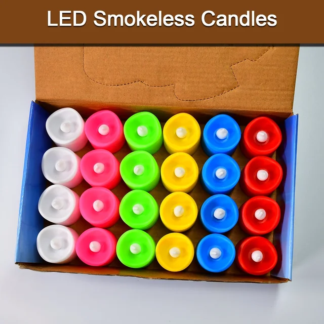 LED Tealight Candles – 24 Pcs Multicolor | Indo Glow
