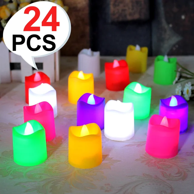 LED Tealight Candles – 24 Pcs Multicolor | Indo Glow