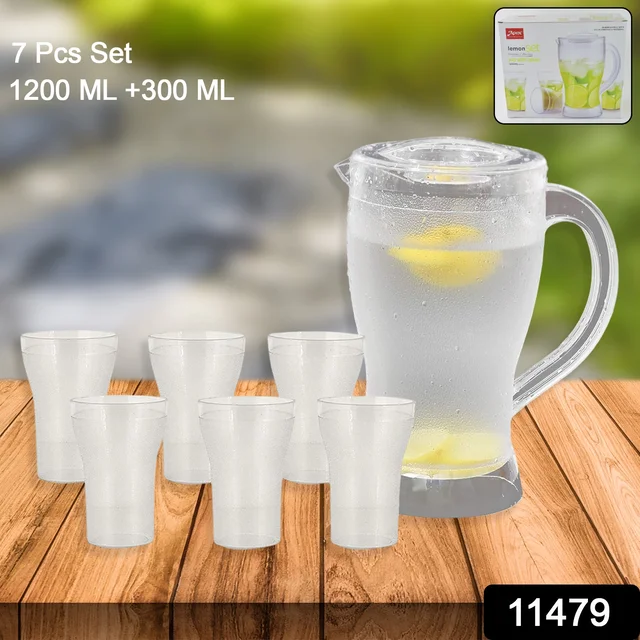 Lemon Jug Set – 1200ML Unbreakable Jug with 6 Glasses